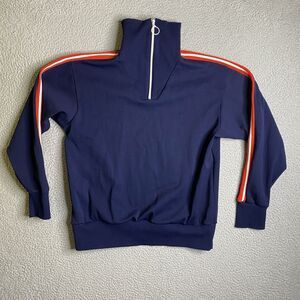 Janus Of Norway Sweater Womens 48 Blue Striped 1/4 Zip Pullover Crepe Nylon
